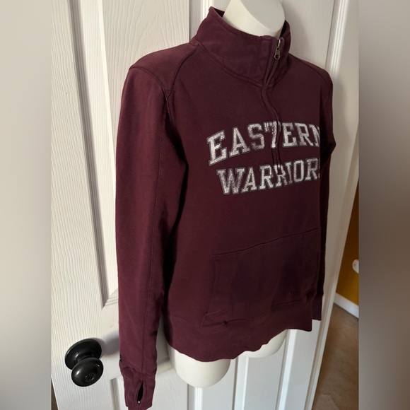 Eastern Connecticut State University 1/4 Zip Maroon Sweatshirt Women’s Size S - Picture 4 of 8